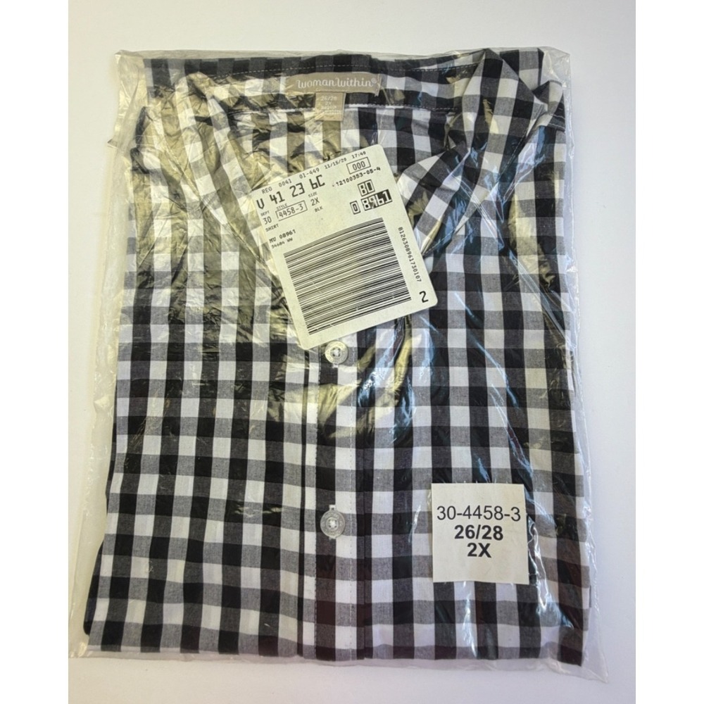 NEW Woman Within Perfect Long Sleeve Shirt Button Collared Cotton Lightweight 2x